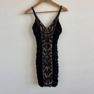 Bebe black mini dress with ruched detailing, Size Small, party, cocktail, Y2K